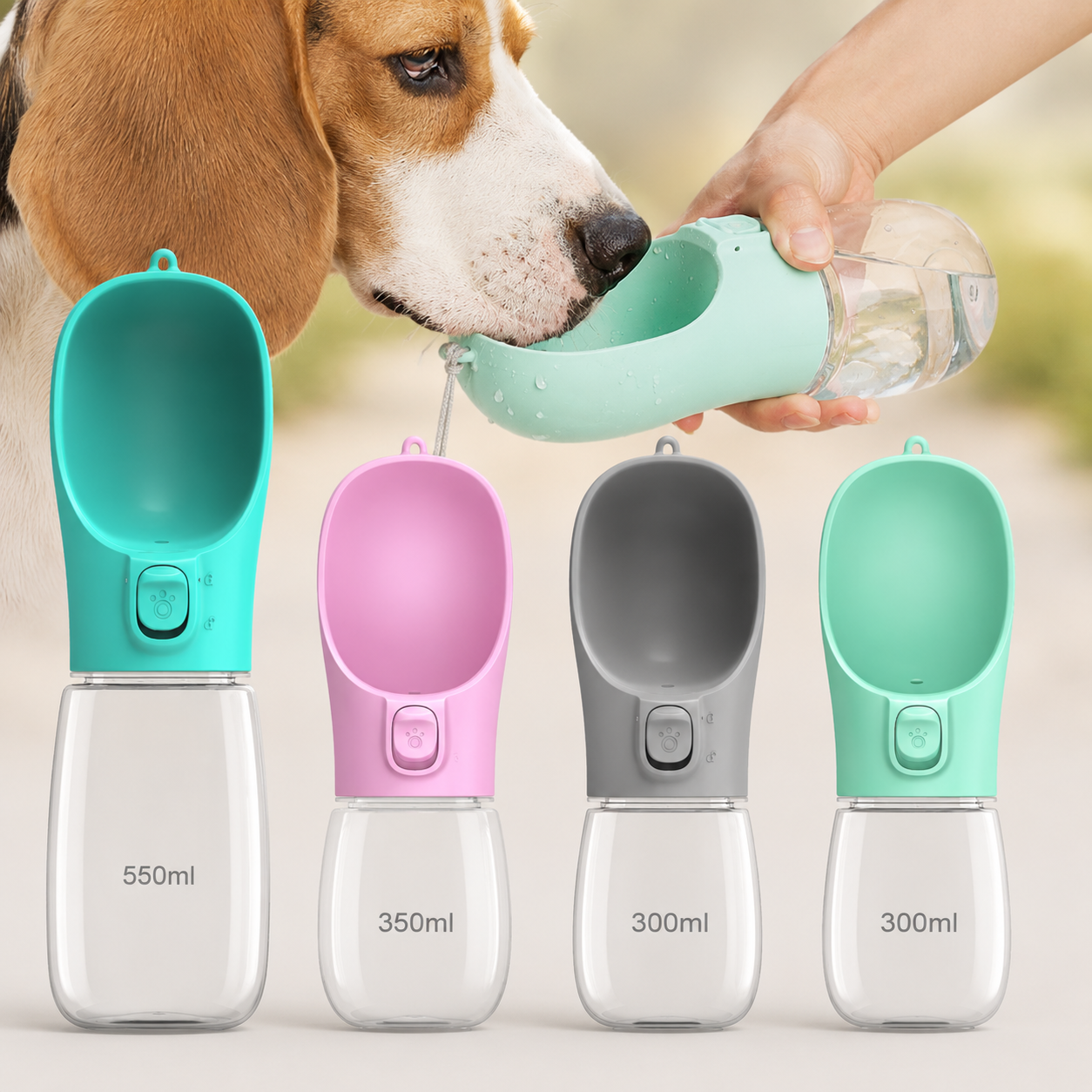 Tragbare Hundetrinkflasche – Auslaufsicher & mit Einhandbedienung