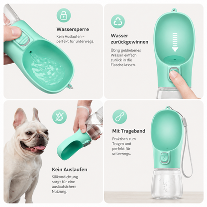 Tragbare Hundetrinkflasche – Auslaufsicher & mit Einhandbedienung